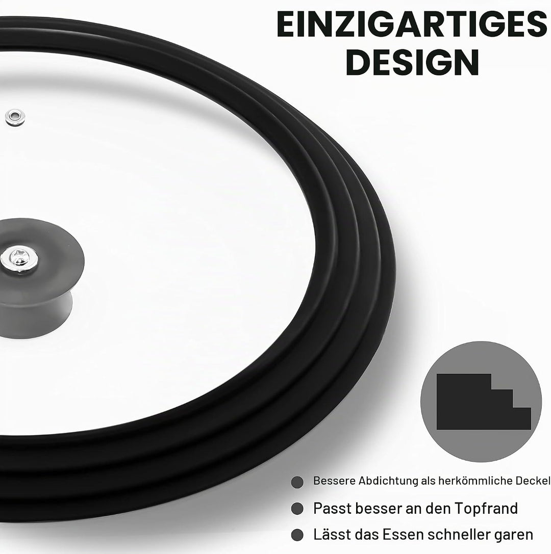 Anaeat Silikon-Universaldeckel für Töpfe, Pfannen und Pfannen – Abdeckung aus gehärtetem Glas mit hi
