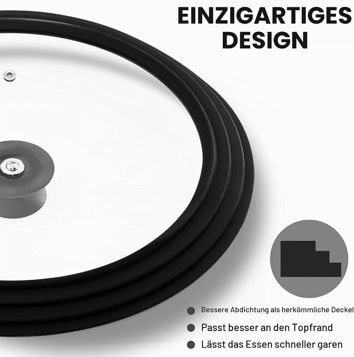 Anaeat Silikon-Universaldeckel für Töpfe, Pfannen und Pfannen – Abdeckung aus gehärtetem Glas mit hi