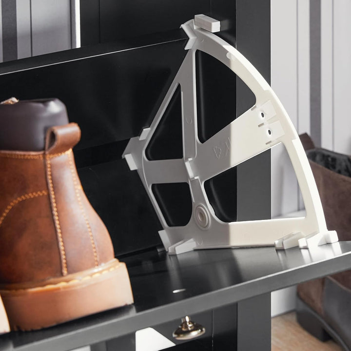 SoBuy Schuhkipper Schuhschrank mit 2 Klappen Schuhregal mit Schublade Schuhkommode Schuhablage Schwa