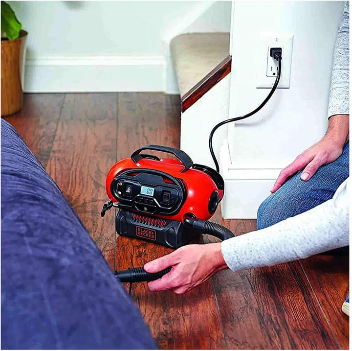 BLACK+DECKER Druckluft Kompressor Flüsterkompressor Akku Luftpumpe 11 Bar (mögliche Stromquelle: 12V
