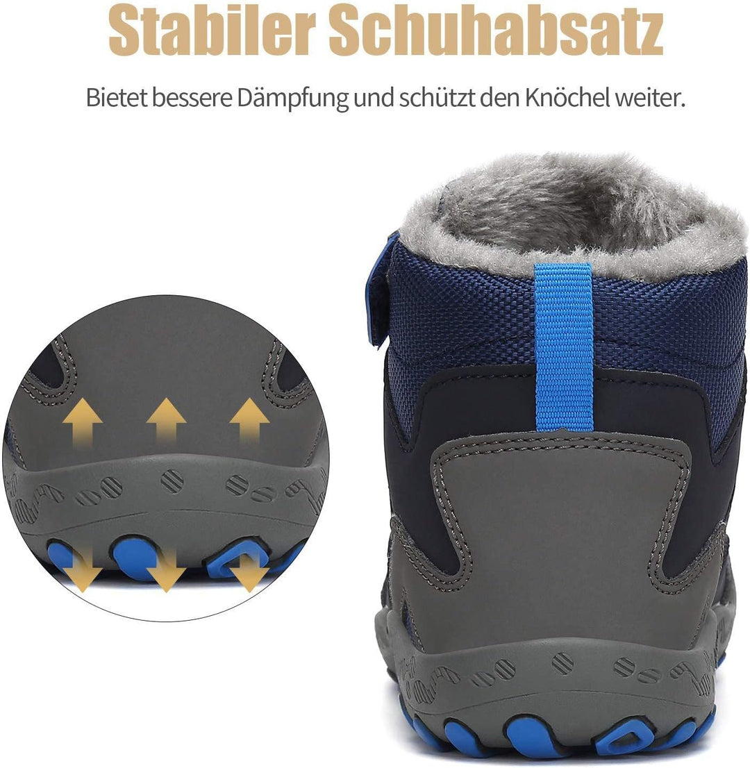 Mishansha Kinder Winterschuhe Gefüttert Winterstiefel für Jungen Mädchen Gr.24-38 27 EU Dunkelblau,