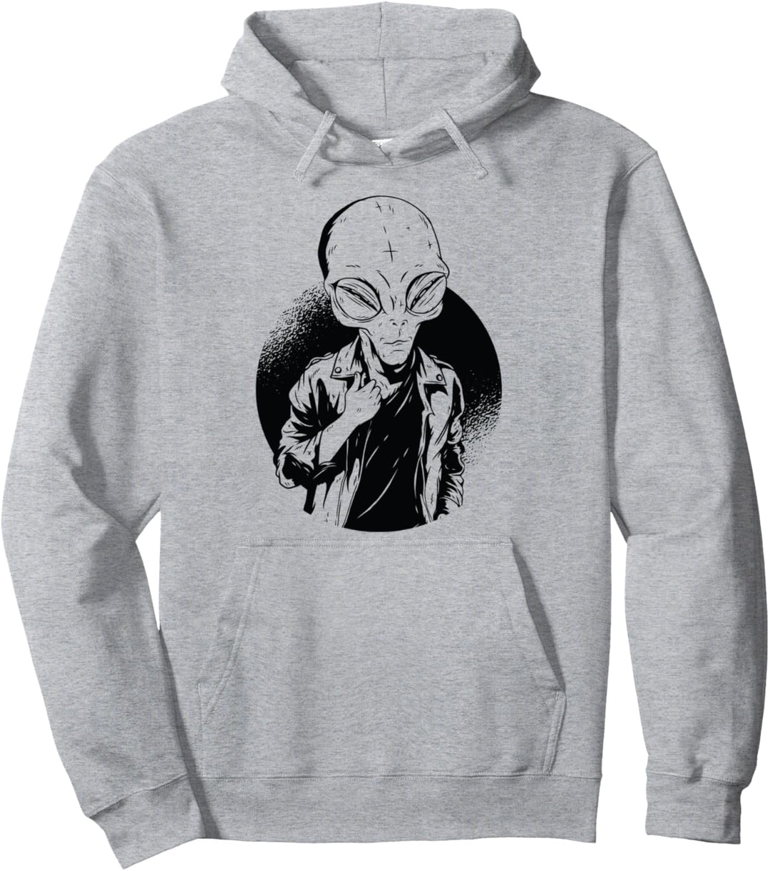 Alien Mit Lederjacke I Hippster Alien UFO Pullover Hoodie