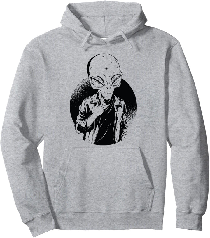 Alien Mit Lederjacke I Hippster Alien UFO Pullover Hoodie
