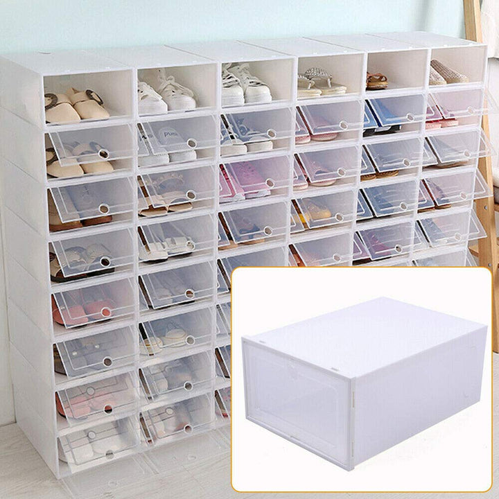 24Stk Schuhbox Transparent Plastik Aufbewahrungsbox Faltbar Kunststoffschublade Schuhaufbewahrung mi