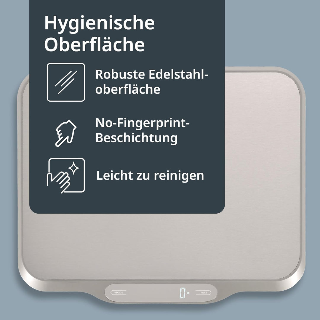 ADE Extra grosse Küchenwaage digital bis 15 kg | Wiegefläche 26x31 cm | Paketwaage