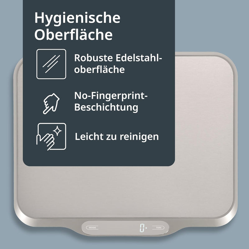ADE Extra grosse Küchenwaage digital bis 15 kg | Wiegefläche 26x31 cm | Paketwaage