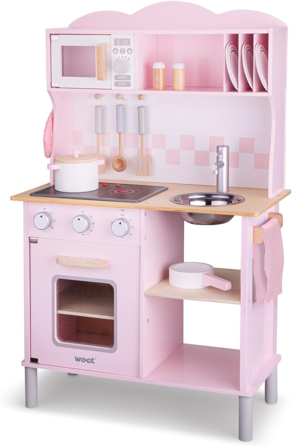 New Classic Toys 11067 Kochnische-Modern mit elektrischem Kochfeld-Klingt, 3+ years, Rosa Rosa Singl