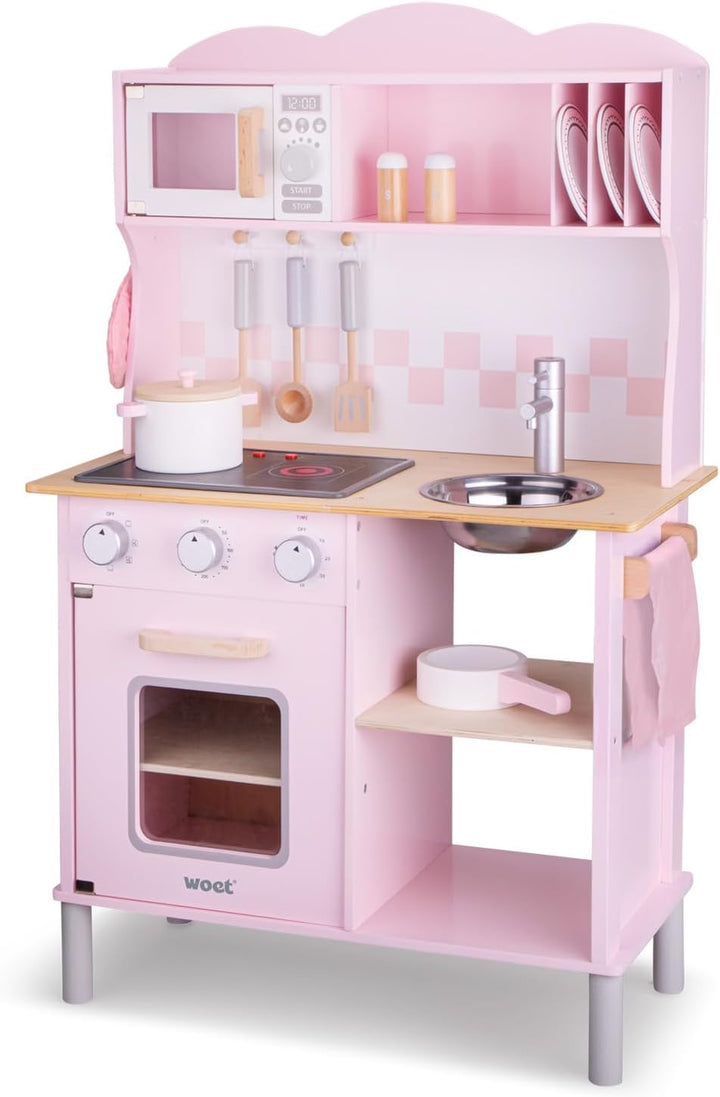 New Classic Toys 11067 Kochnische-Modern mit elektrischem Kochfeld-Klingt, 3+ years, Rosa Rosa Singl