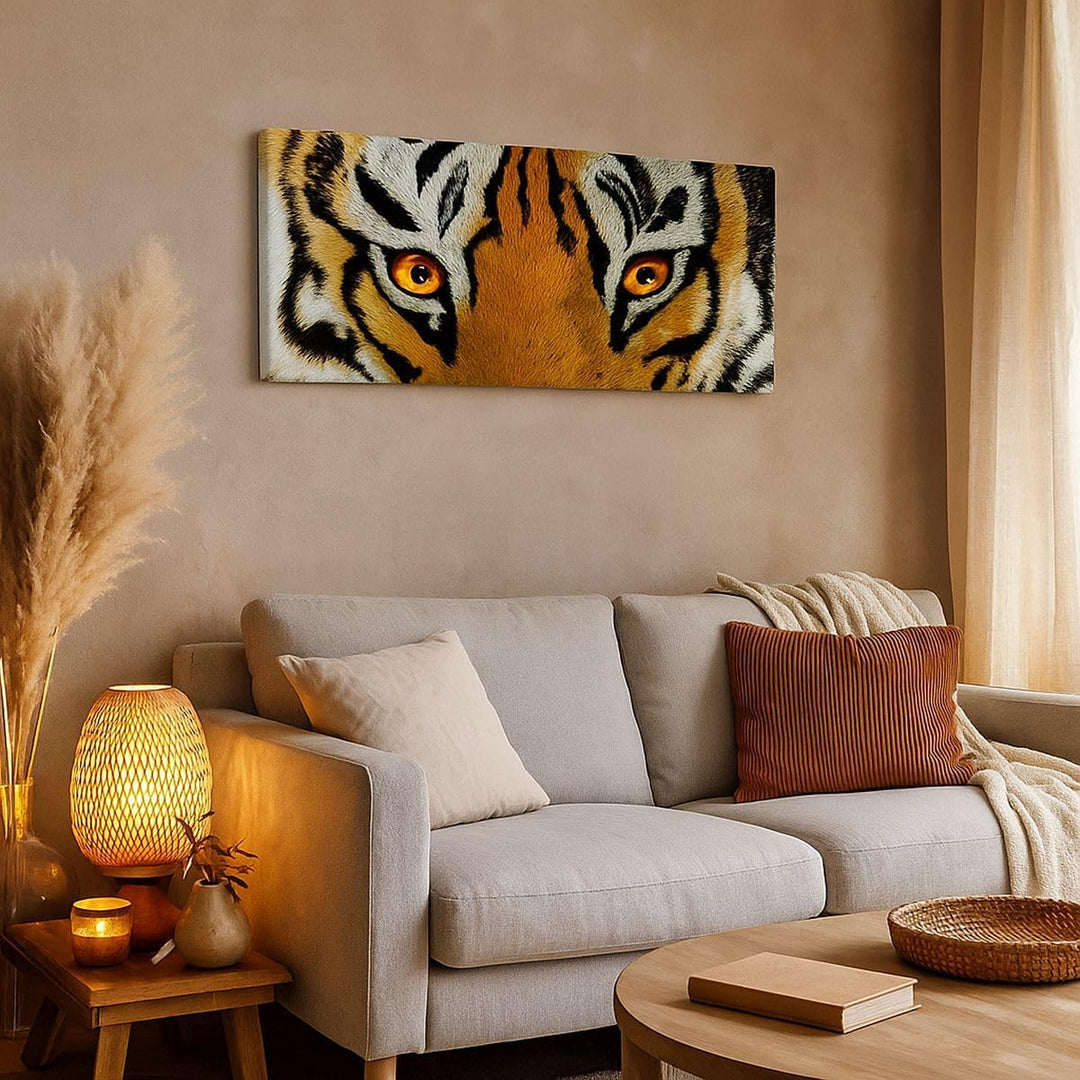 Panorama Bilder auf Leinwand 100x40cm Leinwandbild Tiger Tiere Natur Safari Gross Wanddeko Bild Schl