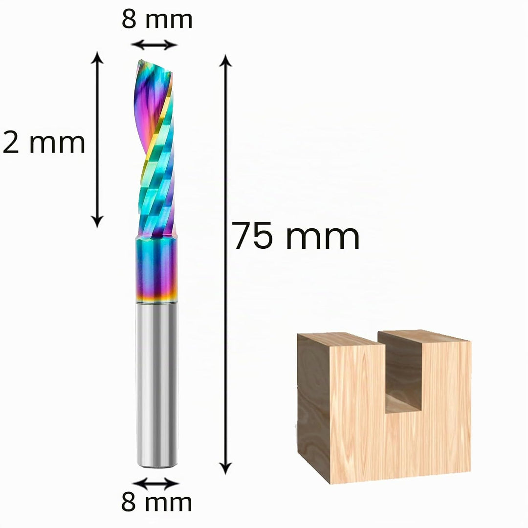 SpeTool Alu Fräser 8 mm Schaft CNC Holz VHM 32 mm Schnittlänge Schaftfräser mit DLC Beschichtung für