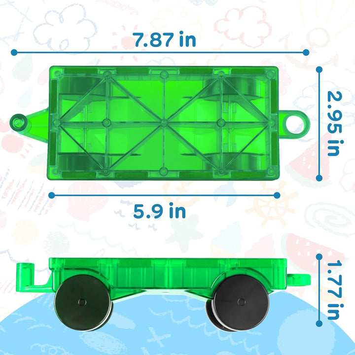 Magnetische Bauklötze Expansion Auto - 4 Grüne und gelbe magnetische Fliesen Auto Set Babyspielzeug,