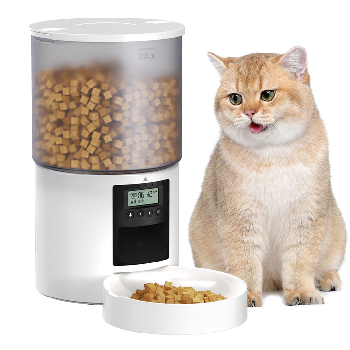 Futterautomat Katze Katzenfutter Automat mit Timer: Futternapf mit Automatic Futterautomat 4L - 10s-