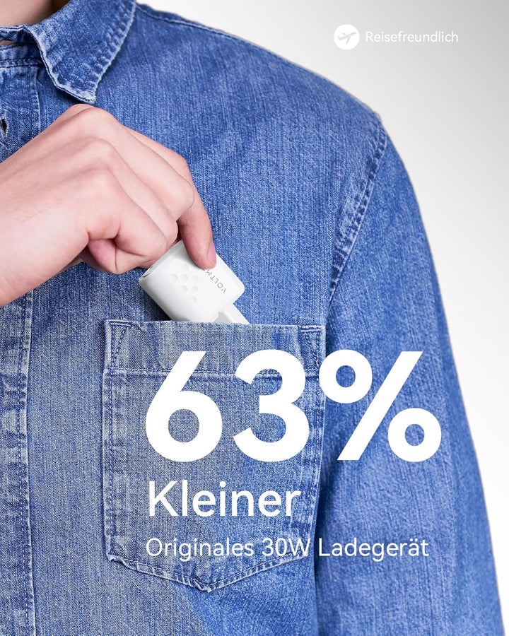 VOLTME 30W USB C Ladegerät 2-Port Ladestecker Schnellladegerät Weiss Dual-Port USB C PD 3.0 & QC 3.0
