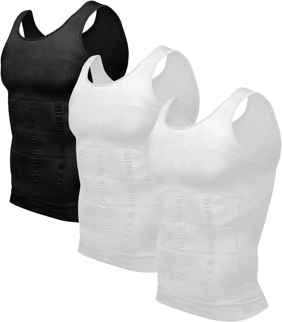 Odoland Unterhemden Herren Shapewear 3er Pack Tank Top Compression Shirt Kompressionsshirt Bauchweg