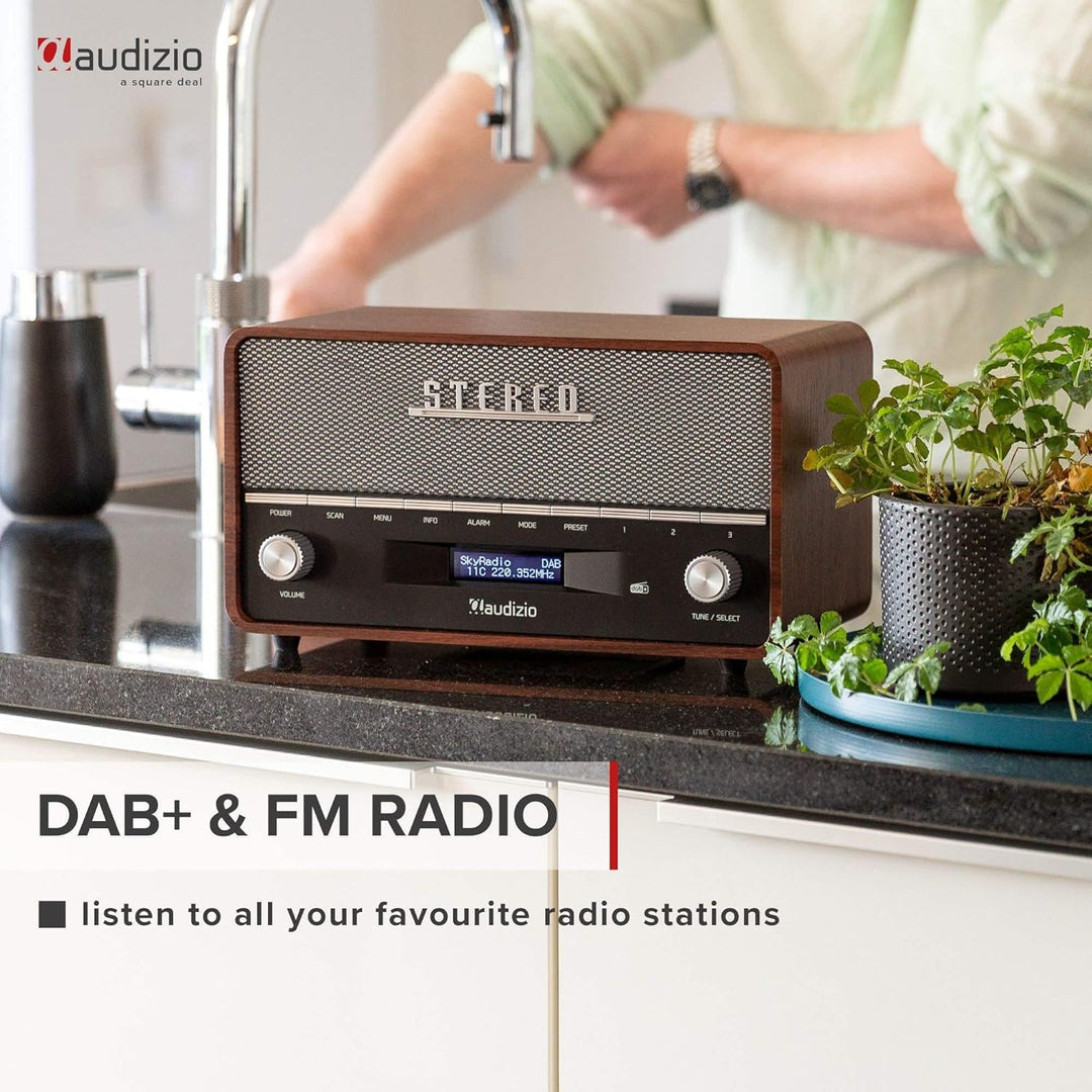 Audizio Corno - Retro Radio, DAB Plus Radio Bluetooth, Alarmfunktion, Radiowecker, Retro UKW-Radio,