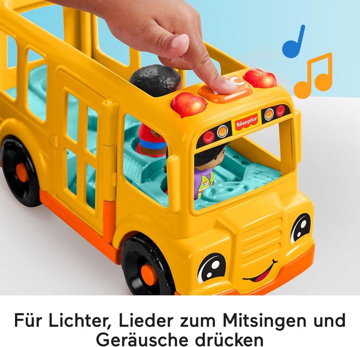 Fisher-Price Little People Spielzeug-Schulbus zum Schieben für Kleinkinder, mit Musik und 2 Figuren