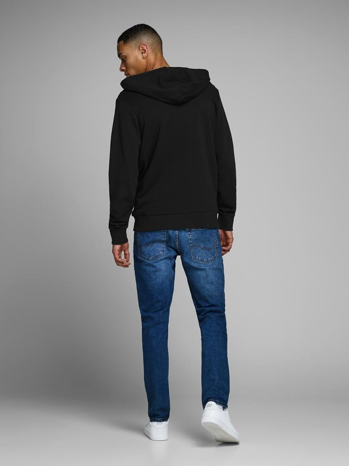 JACK & JONES Herren JJEHOLMEN Sweat Zip Hood XS Schwarz (Black/Safety Yellow/Reg Fit), XS Schwarz (B