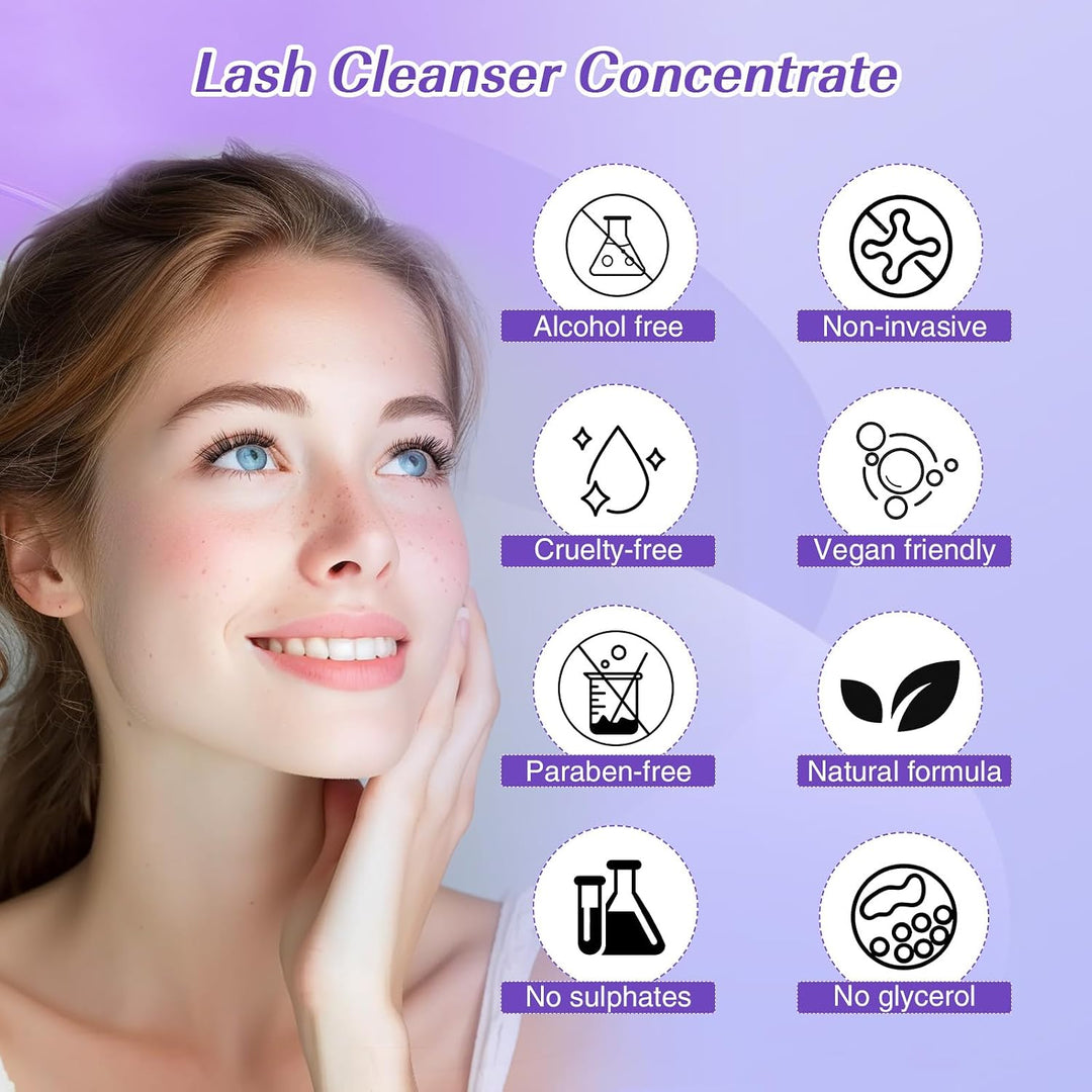 LZM Wimpernverlängerungsshampoo Konzentrat - Reinigungskonzentrat für Wimpernverlängerungen mit Bürs