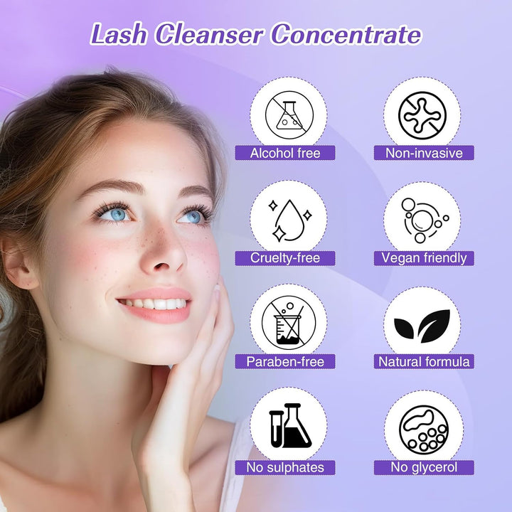 LZM Wimpernverlängerungsshampoo Konzentrat - Reinigungskonzentrat für Wimpernverlängerungen mit Bürs