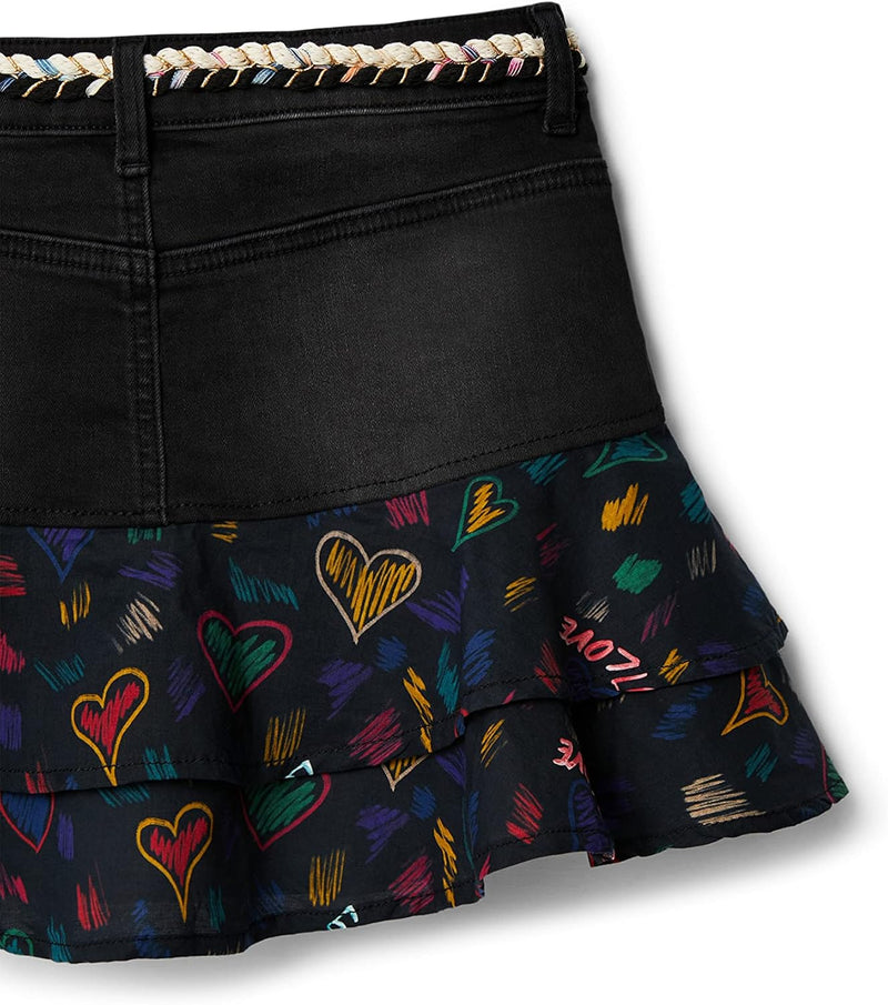 Desigual Mädchen Skirt 8 Jahre Schwarz, 8 Jahre Schwarz