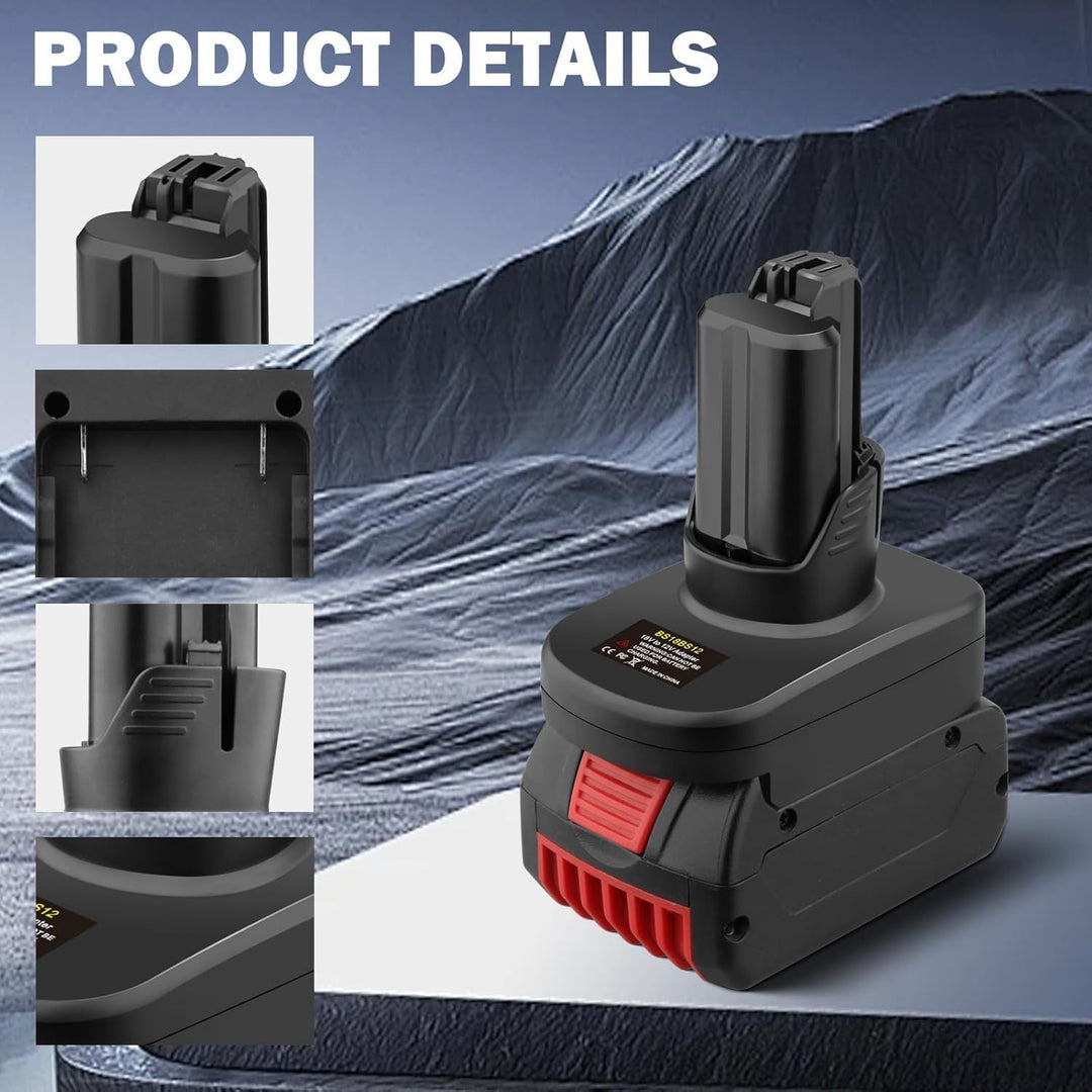 BS18BS12 für Bosch 18V auf 12V Akku Adapter, für Bosch GBA 18V Professional System Akku arbeitet im