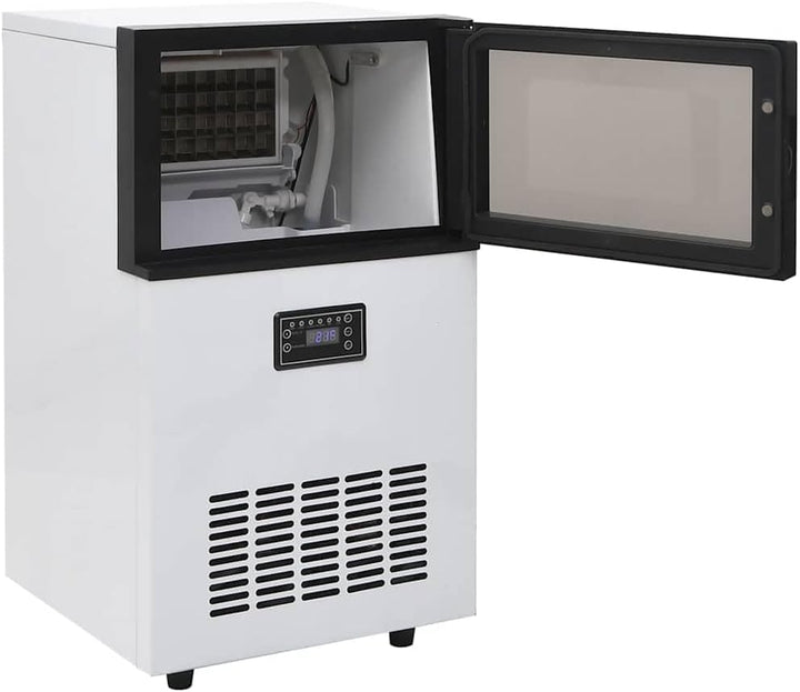 Mangloder Eiswürfelmaschine Schwarz aus Edelstahl 45 kg 24 h, selbstkühlend mit Kompressor Kühlung,
