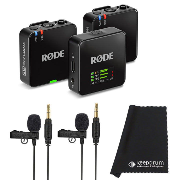 Rode Wireless GO Gen 3 Drahtloses 2-Kanal Mikrofon-Funksystem mit 2X Lavalier GO Mikrofon und keepdr