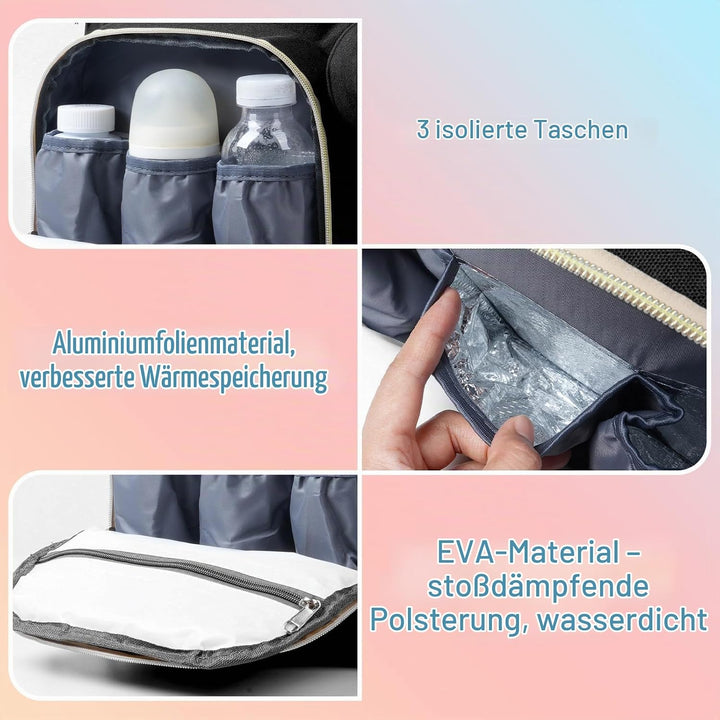 Wickeltasche Rucksack，Wickelrucksack Gross，Multifunktional Diaper Bag mit Mobiler Wickelauflage，Wass