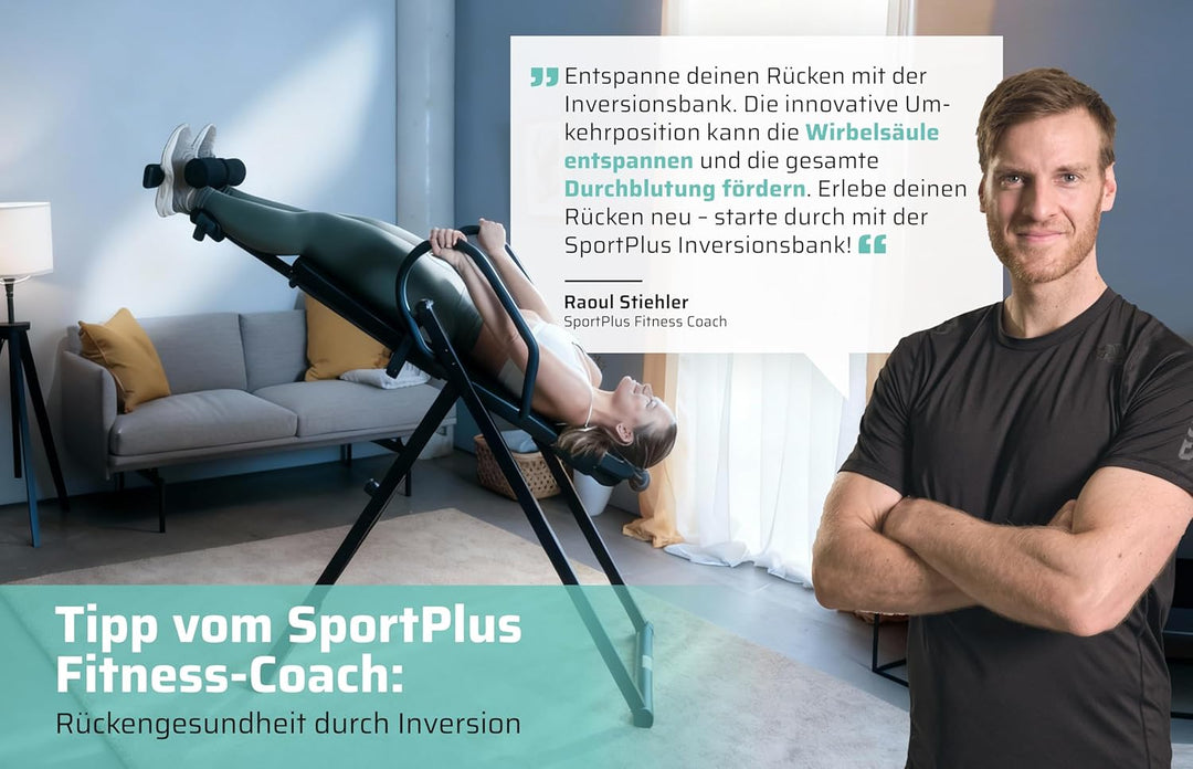 SportPlus Inversionsbank, klappbarer Schwerkrafttrainer, Inversion Table mit 4 oder 6 Inversionswink