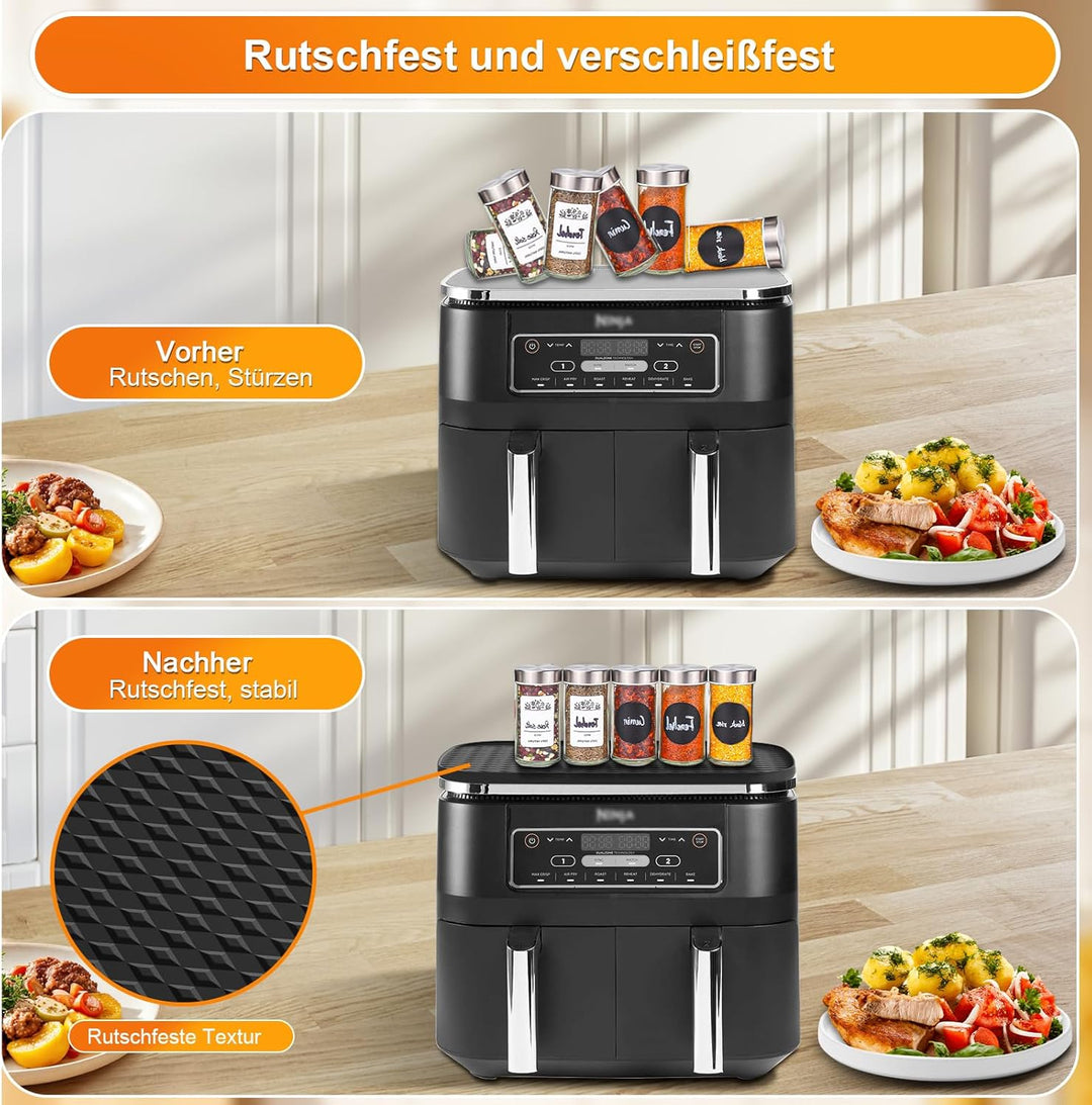 Heissluftfritteuse Silikonmatte Zubehör für Ninja Foodi MAX Dual Zone 9.5l AF400EU, Airfryer Silikon