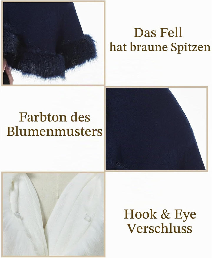 BEAUTELICATE Kunstpelz Schal Stola Bolero Damen Für Frauen Hochzeit Abend Braut Brautschal Brautstol