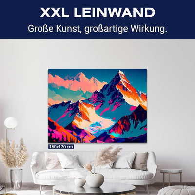 wandmotiv24 Leinwandbild Digital Art, 100x75cm, Querformat, Berge, Deko, Bilder auf Leinwand, Wandde