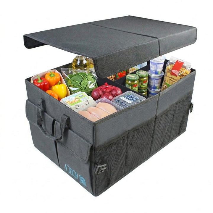 4DOOR 3x Kofferraumtasche/Auto Organizer XXL (85 Liter) - faltbar, rutschfest, stabil mit Deckel - B