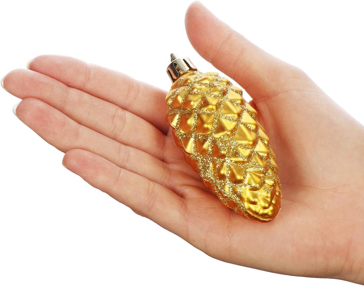 com-four® 12x Christbaumanhänger Zapfen - Tannenbaumzapfen für den Weihnachtsbaum - Christbaumschmuc