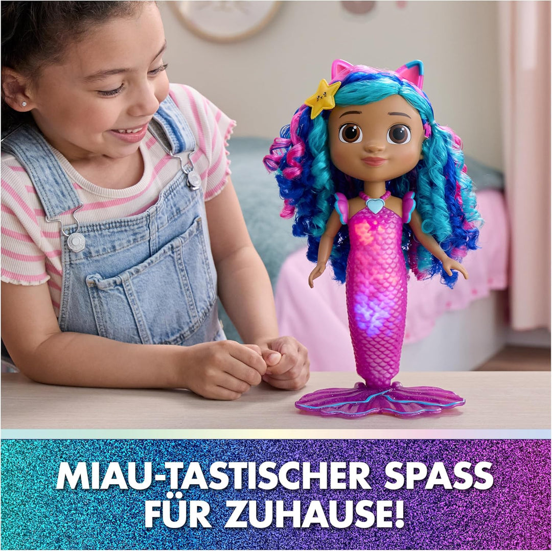 DREAMWORKS GABBY'S DOLLHOUSE – Sing und Shine Meerjungfrau Gabby, 35 cm grosse Puppe mit Licht- und