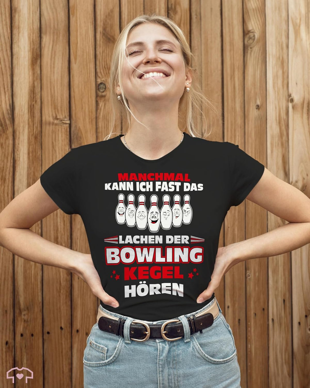 Shirtracer - Shirt Damen - Bowling & Kegeln - Manchmal kann ich Fast das Lachen der Bowling-Kegel hö