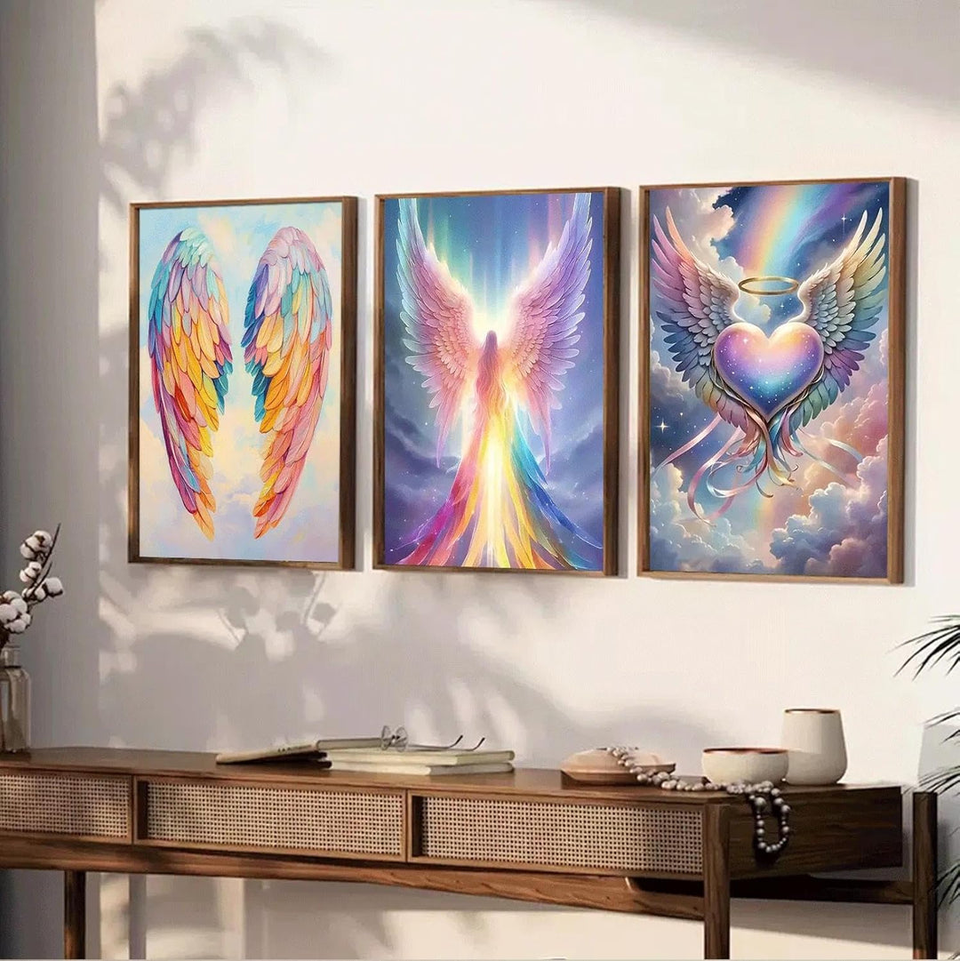 JATOK 3 Stück Malen Nach Zahlen Erwachsene, DIY Engel Gemälde für Anfänger, Handgemalt Ölgemälde Lei