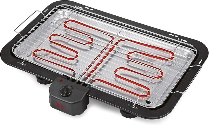 Girmi BQ2100 Grill mit Stand, 2200 W, grosse Kochfläche 51 x 30 cm, Edelstahl, 51 x 30 cm, Schwarz