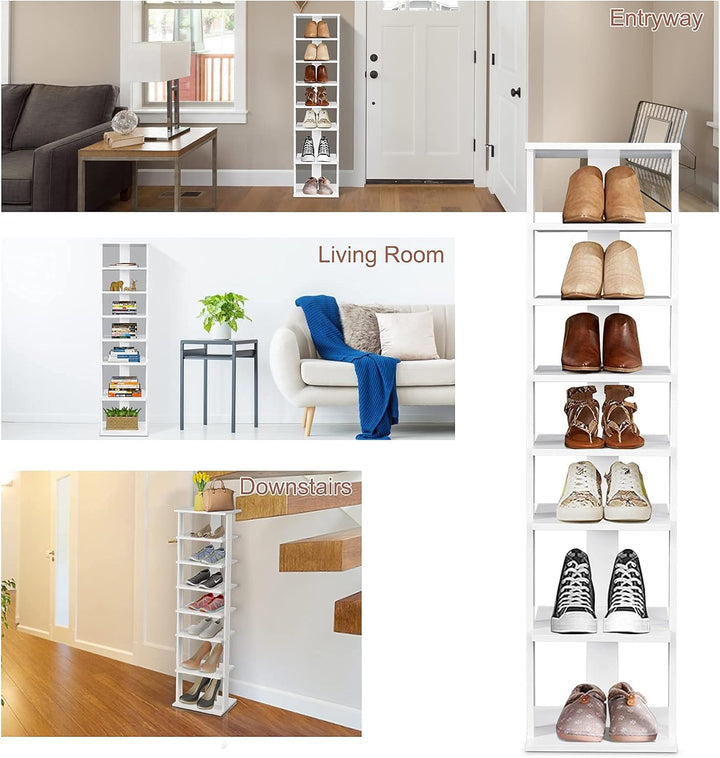 GIANTEX Schuhregal mit 8 Ebenen Schschrank Holz Schuhständer vertikal platzsparend Schuh-Organizer L