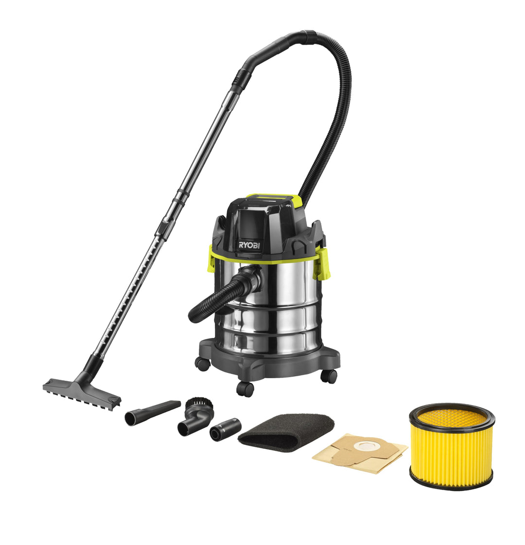 RYOBI 18 V ONE+ Akku-Nass- und Trockensauger R18WDV-0, 82 AW Saugleistung, 18 L Behälter, ohne Akku