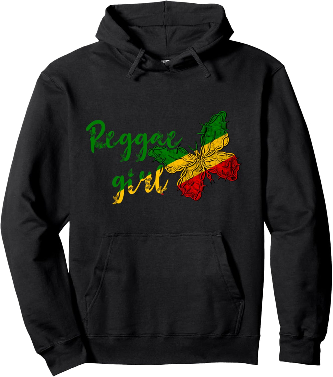 Reggae Mädel Schmetterling Rasta Reggae Rastafarian Pullover Hoodie