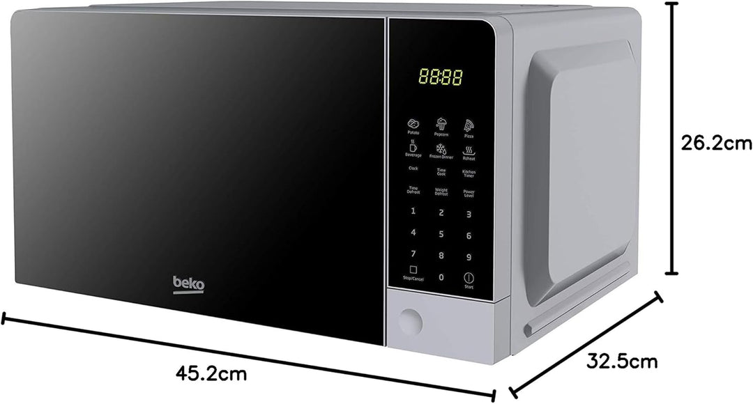 Beko MOC201103S Mikrowelle, digital, 20 l, 700 W, Silber, 45,2 x 32,5 x 23,7 cm Silber / Schwarz, Si