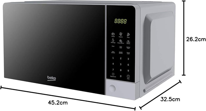 Beko MOC201103S Mikrowelle, digital, 20 l, 700 W, Silber, 45,2 x 32,5 x 23,7 cm Silber / Schwarz, Si