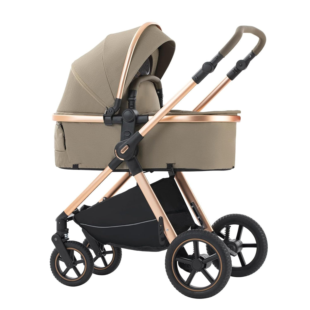 Kinderwagen 3 in 1,Puppenwagen Mit Babyschale Höhenverstellbarer Buggy Komplettset Faltbare tragbare