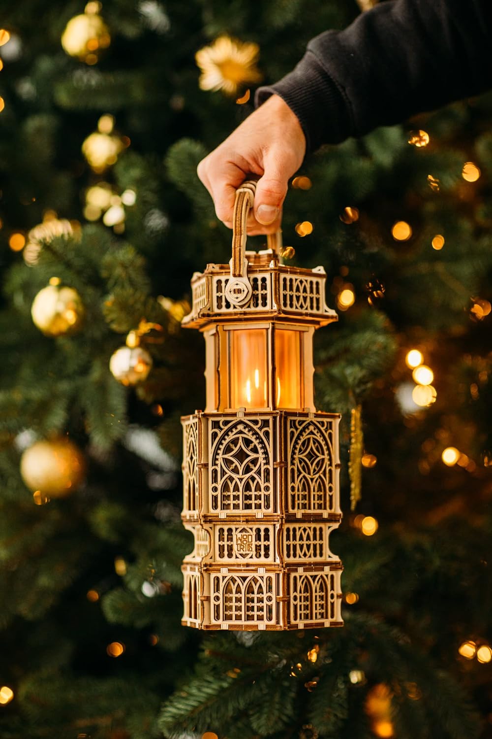 Wood Trick Antike Laterne Leuchtendes LED 3D Holzpuzzle für Erwachsene und Kinder zum Selberbauen -