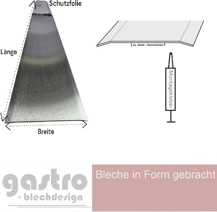 Übergangsprofil, Edelstahl k240 geschliffen 0,8 mm stark, Übergangsprofile, 3000 x 40 mm Übergangsle