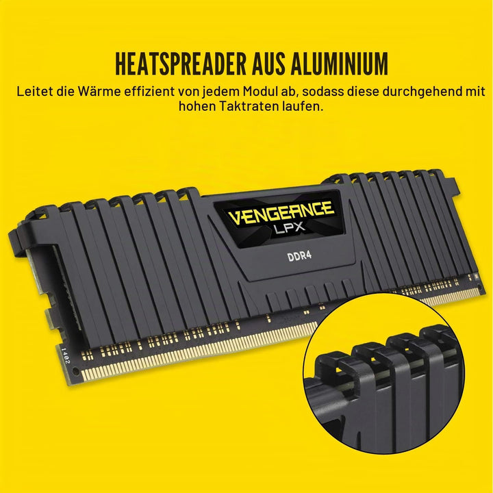 Corsair Vengeance LPX 32GB (2 x 16GB) DDR4 3600 (PC4-28800) C18 1.35V Desktop Memory - Schwarz 2 x 1