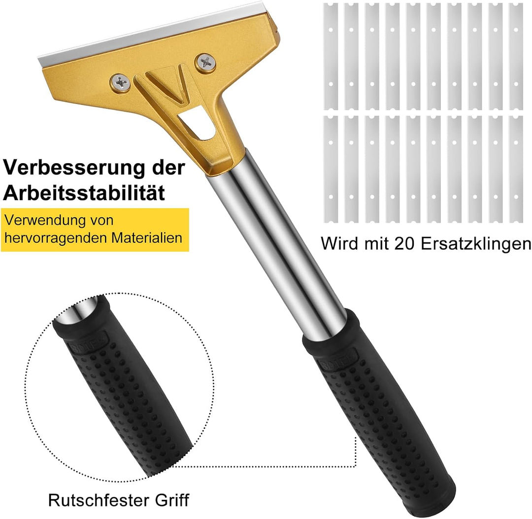 2 Stück Tapetenentferner Set mit 20 Ersatzklingen und Schutzhülle,4'' Tapetenschaber mit Gummigriff,