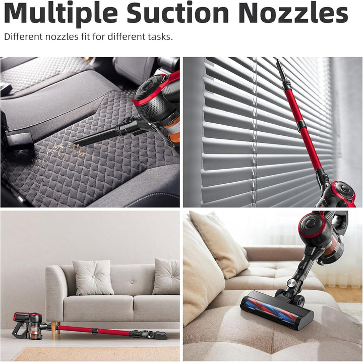 VEGREM Akku Staubsauger 25Kpa, Staubsauger Kabellos 160W mit 2 Saugmodi, LED-Leuchten, Cordless Vacu