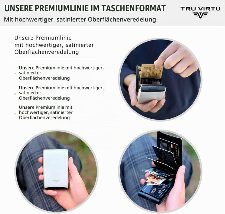 Tru Virtu Kreditkartenetui RFID/NFC Schutz - Karten Etui Fan Silk Silver Arrow - Slim Wallet aus Alu